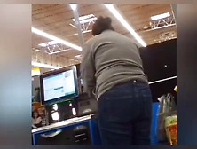 Sexy Ass On Brunnete Milf In Jeans At Self Checkout