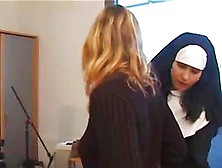 A Nun Gives Some Spanking To A Naughty Blonde