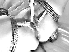Clamped Snatch With Clothespins And Squirt - Bound Up Cunt Torture -