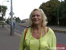 Old Blonde Whore Fucked Outside