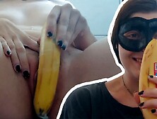 18Yo Shyteen Fucks Banana! Hairy Teen Pussy Orgasm
