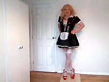 Maid Costume With White Stockings And No Panties