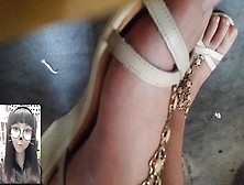 Japanese Chick Sandal Dangling In Class