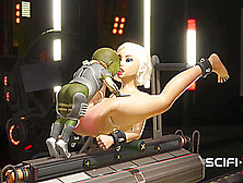 Charming Sex With Alien.  A Alluring Blonde Has Crazy Fuck With A Green Alien In A Spaceship