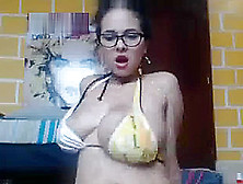 Busty Milky Latina With Big Areolas And Glasses