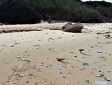 Two Friends With Gigantic Tits Walking On The Beach