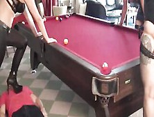 Pool Billiard Female Domination Party With Three Slaves! Trampled,  Nuts D