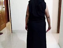 Saudi Muslim Burqa And Hijab Sexy Maid With Big Tits And Big Ass Sweeps The House