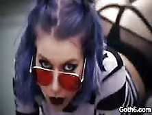 Purple Haired Goth Teen Anal Fucked!
