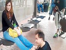 Toes Getting Sucked At Public Bus Station In Dallas Texas