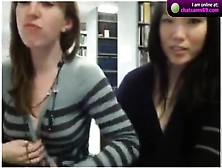 Two Girls In The Library On Webcam