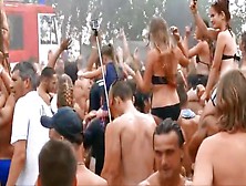Topless Girls At Open Air Disco