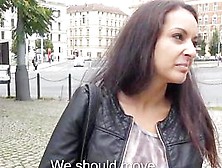 Dilettante Brunette Hair Eurobabe Flashes Bumpers And Public Fuck