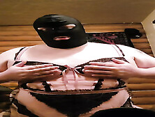 Chubby Sissy Maid Plays With Two Dildos