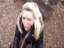 Kinky Blonde Woman In Black Pantyhose Lets A Stranger Pee All Over Her,  Just For Fun