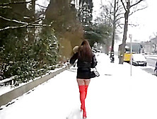 Julie Skyhigh Moncler Hooker Walk In Snow