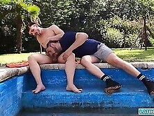 Liam Cox And Luke Ryder Have Some Fun In The Sun By The Pool