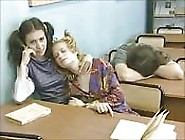 Blonde And Brunette Amateur Students Fuck In The Class