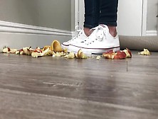 My Gf Crushes Apples And Tomatoes In Her White Converse Low Tops