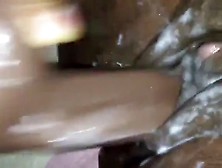 Big Clit Ebony Dildoes Her Messy,  Creamy Pussy