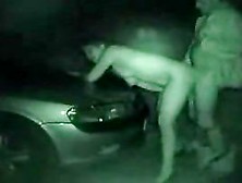 Short-Haired Wife Dogging Outdoors In The Dark