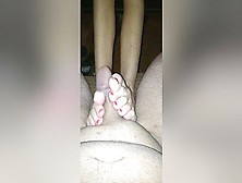 Skinny Amateur Babe Massages A Cock With Her Feet With Red Nail Polish