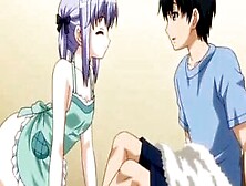 Anime Girl Wearing But An Apron Seduces Cute Guy