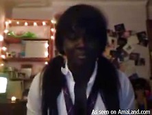 Pigtailed Black Teen Webcam Girl