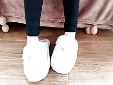 Candid 19 Year Old Foot,  Having Fun With Cozy House Slippers.