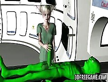 3D Blonde Sucks Cock And Gets Fucked By An Alien