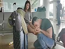 Crazy Boyfriend Worships His Girlfriends Delicious Feet At The Airport