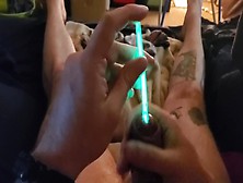 Climax While Sounding With Green Glowstick