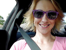 Finger-Tickling Cunny While Being Driven In Car With Hot Blondie