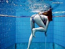 Long Breasts 18 Year Old Liza Bubarek Swimming Nude Inside The Pool