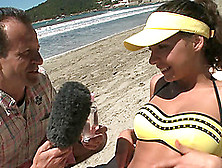 Henessy Fucks A Local News Reporter On A Public Beach