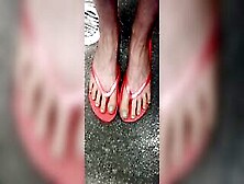 Young Bae Toes Inside Flip Flops After A Gym Shower - 08-05-22