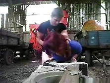 Redneck Fucks His Redhead Gf On The Farm