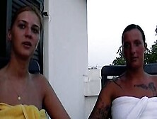 Turned On German Lesbians Dildoing Each Other On The Beach