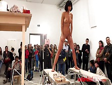 Naked Skinny Vixen In The Museum - Public Nudity