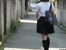 Skinny Brown-Haired School-Girls Makes Loud Sound During Quick Sharking