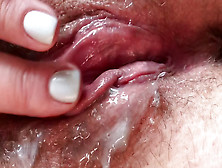 Huge Dong For My Stepmom.  Sperm On Hairy Cunt.  Female Pulsating Cums.  Super Close-Up.