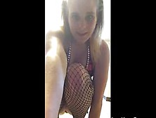 Slut In Fishnet Stockings Puts On A Wild Striptease Per