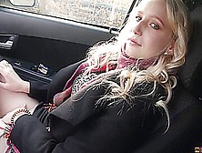 Horny Teen Girl Masturbates Pussy And Moans Loudly In Public In Car
