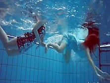 Horny Swimming Pool Babes Playing With One Another