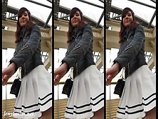 Public Upskirt Video.  Cute Babe Spinning On The Streets