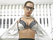 Mesmerizing Secretary Satin Bloom Drops Her Clothes To Have Fun