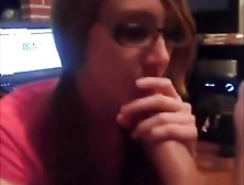 Hot Brunette With Glasses Has Oral,  Doggystyle And Cowgirl Sex On The Sofa.