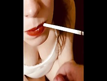 Wife Gives Smokey Blowjob W/ Facial And Continues To Smoke