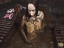 Hot Girl Playing In Cowshit
