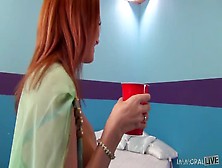 Redhead Woman Gets Drilled Wildly